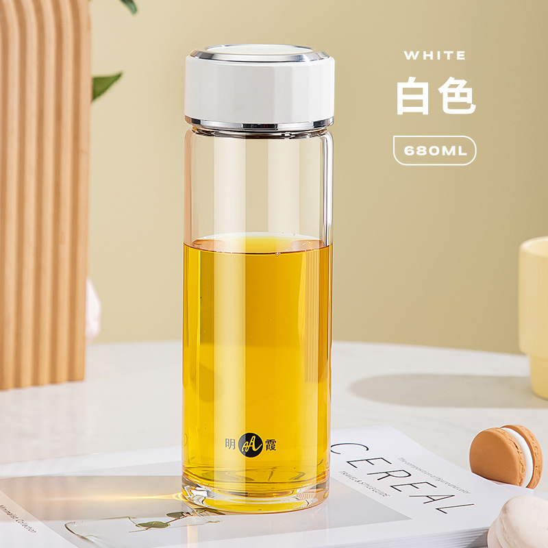 Mingxia ガラス二重層高ホウケイ酸塩増粘ティーカップメンズポータブル高価値オフィスウォーターカップ卸売カスタマイズ|undefined