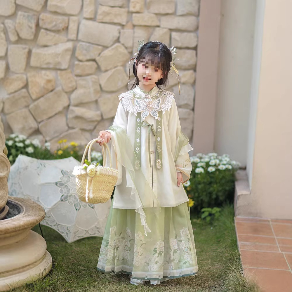 Collar, autumn children's Hanfu, set