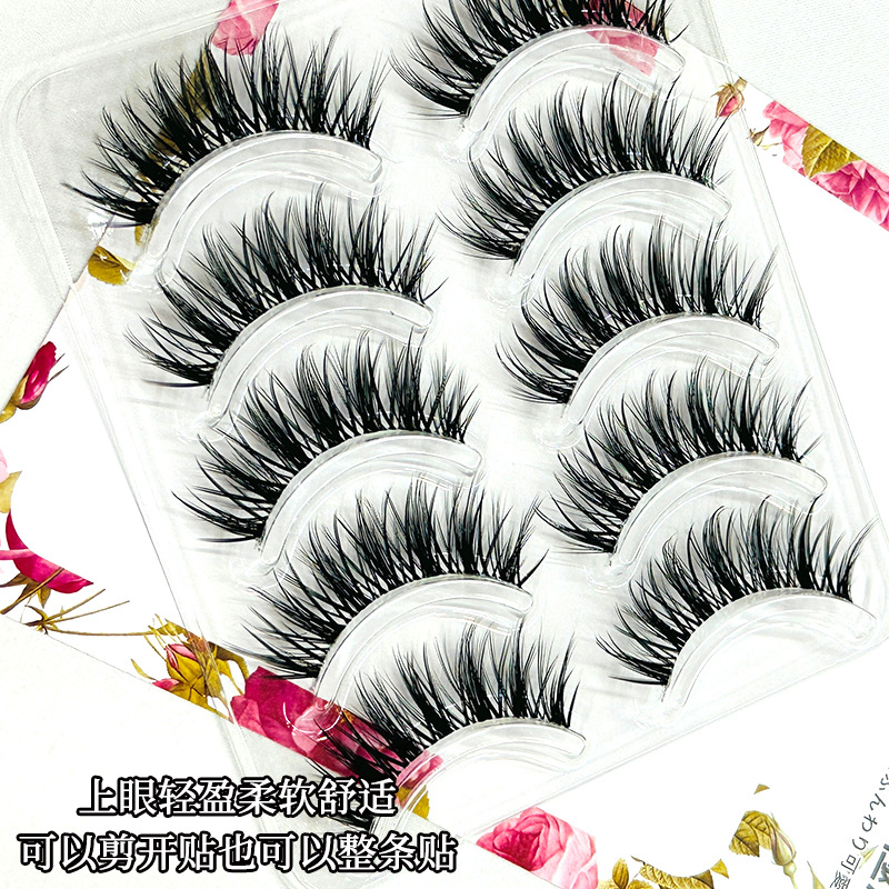 DFY-37 cinco pares Paquete de una pieza de trigo oreja pestañas falsas grueso dibujos animados Barbie entero perezoso gafas pestañas