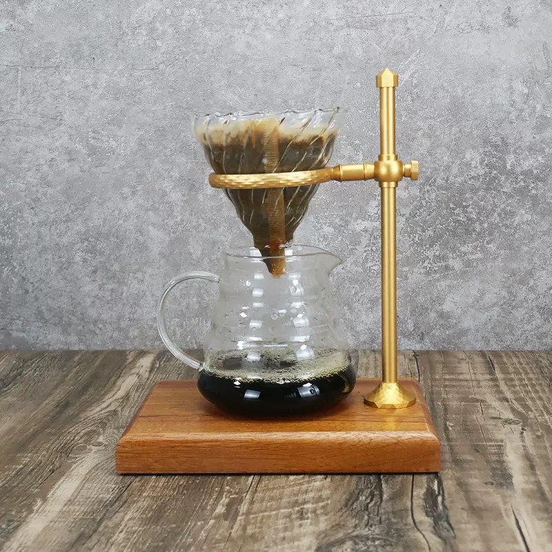 复古咖啡滤杯支架手冲咖啡架 可调节支架实木底座 咖啡器具套装