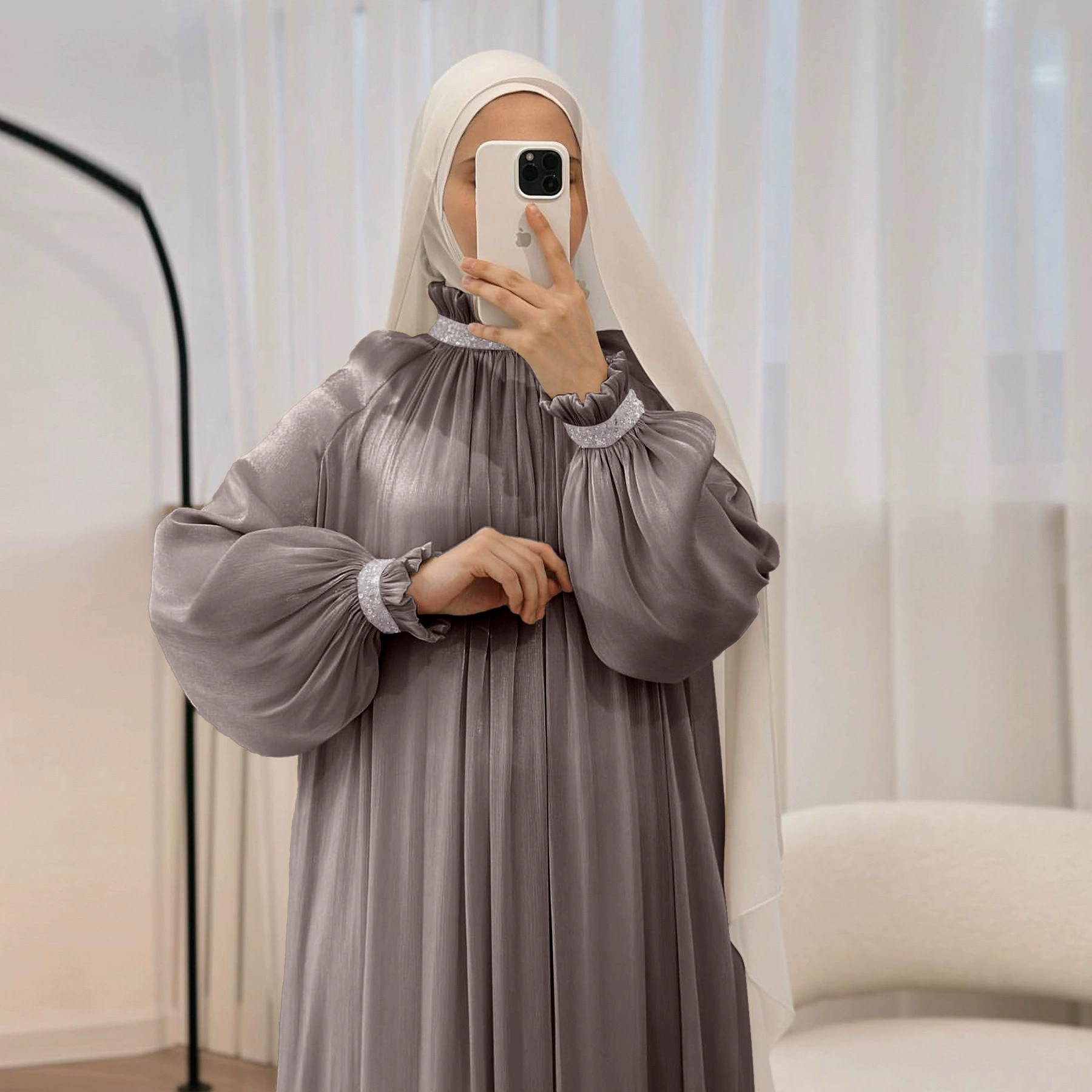 Платье LN7101 Lacersal, скромная длинная плиссированная Organza, однотонные цвета S–XXL