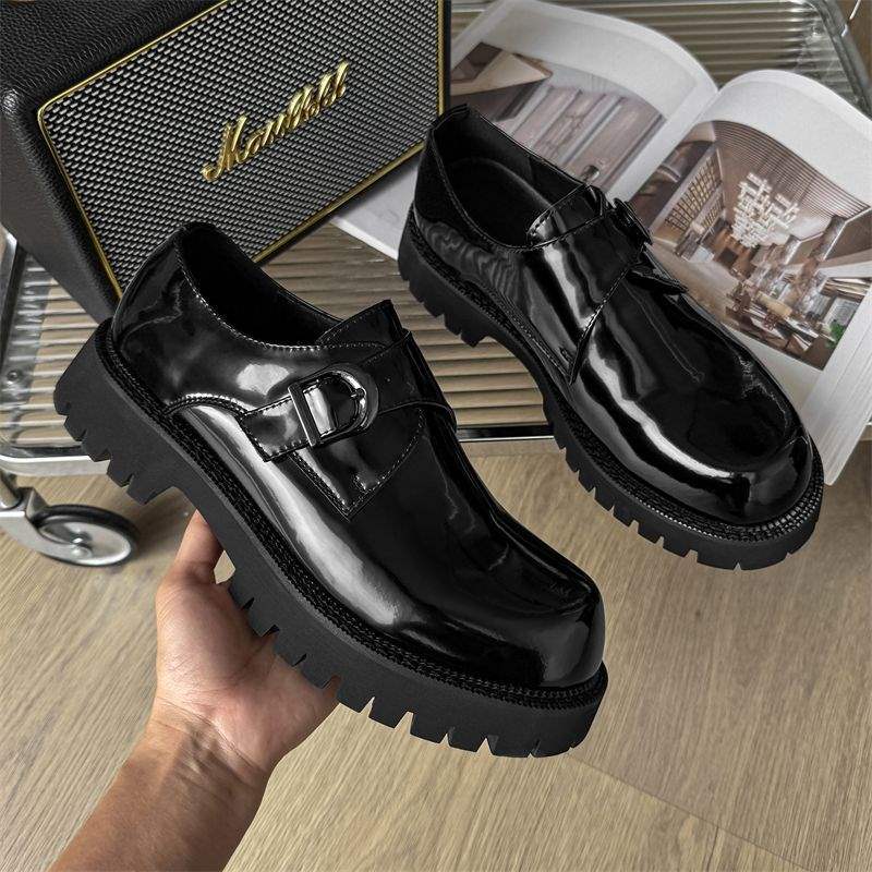 ShoeVault New Slip-On Loafers Height Increasing 2025 Monk Casual British Leather Thick Sole Formal Derby Shoes Men_voghion.com