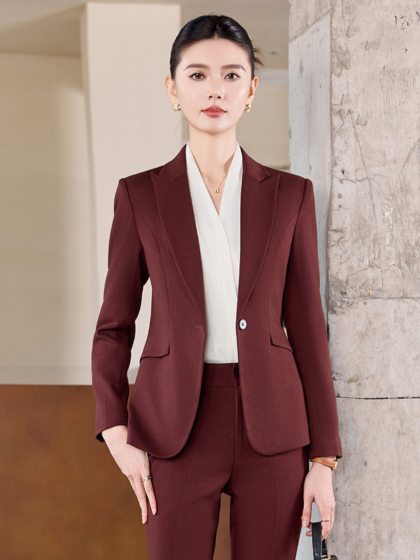 深蓝色西装套装女春秋职场商务正装酒店银行经理职业装女士西服潮|undefined
