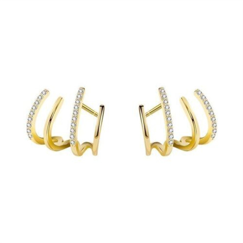 Fashion Solid Color Copper Inlay Rhinestones Ear Studs 1 Pair