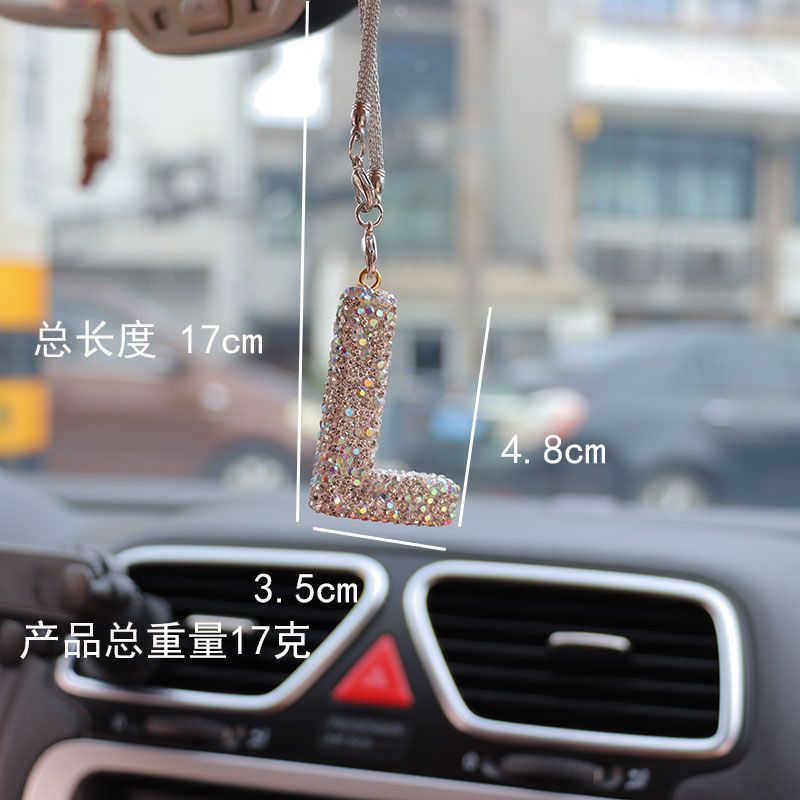 レターカーペンダント セラミック粘土 車のインテリアペンダント レディース ラインストーン 車のバックミラーペンダント ペンダント