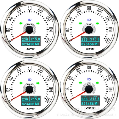 single mileage adjustable zero calculation: automobile instrument - 160mph-white-bottom-silver-edge