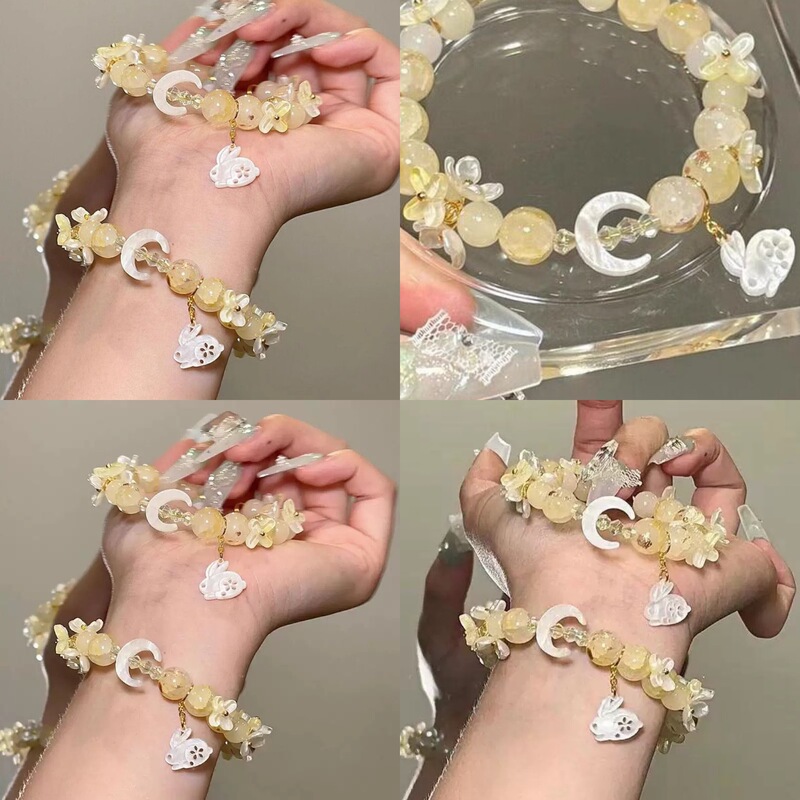Osmanthus Moon Viewing ~ Osmanthus Fragrance Rabbit Beaded Bracelet for Women 2025 New Chinese Style Niche Student Party Jewelry
