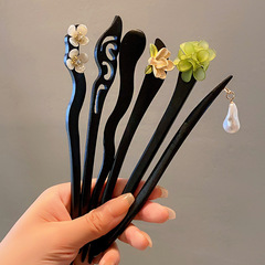 Hairpin, traditional Chinese style hair accessory, modern wooden hairpin, for women, qipao, new Chinese style flower hairpin, hair decoration, hair accessory wholesale