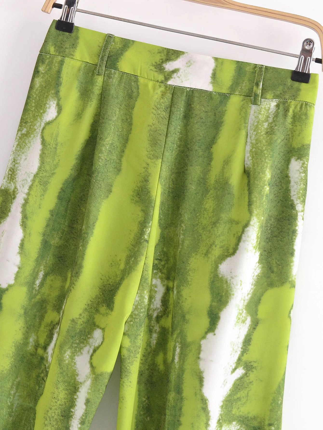 autumn green print straight casual pants nihaostyles wholesale clothing NSAM82315