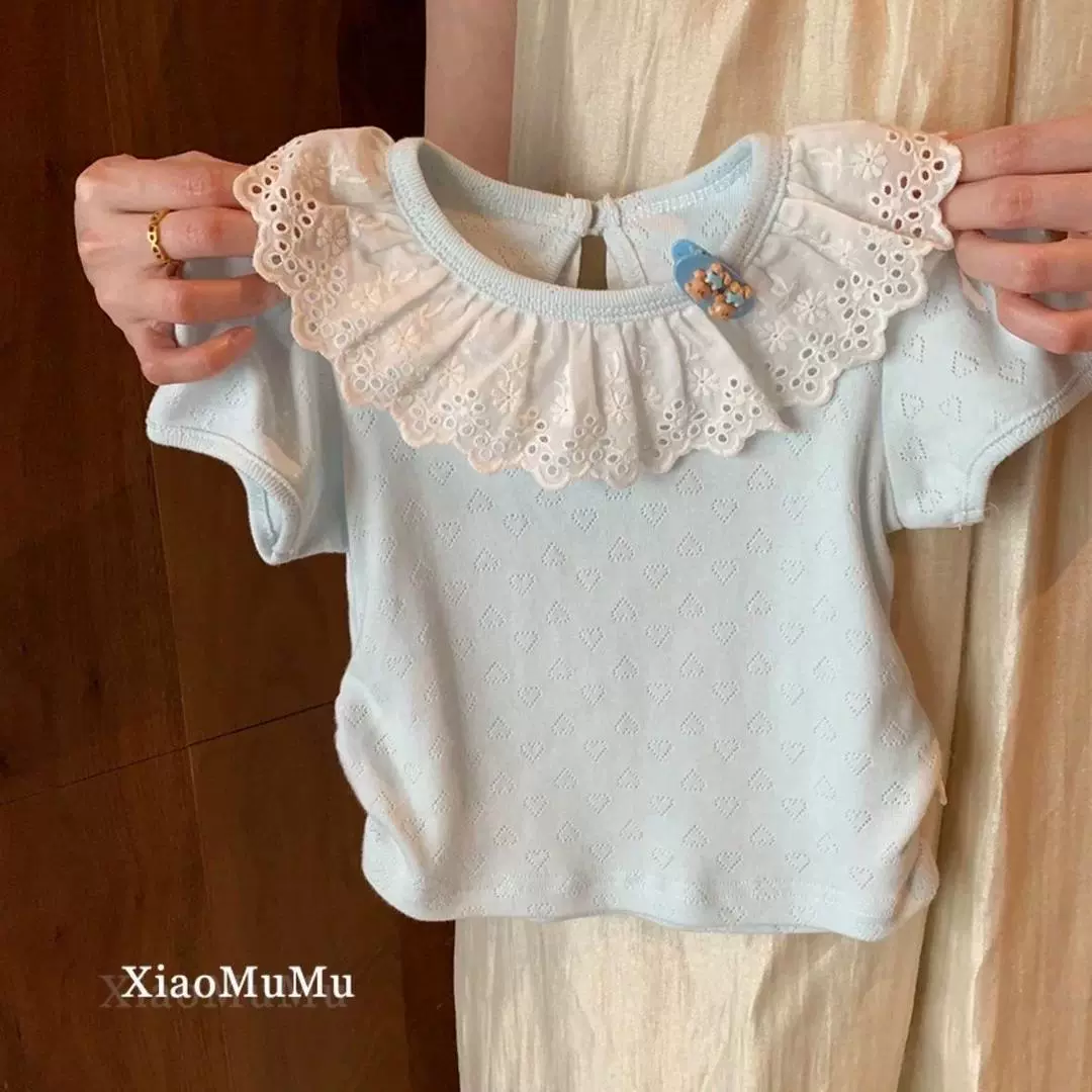 Кружевная летняя майка для девочек для отдыха, с коротким рукавом, кружевное платье