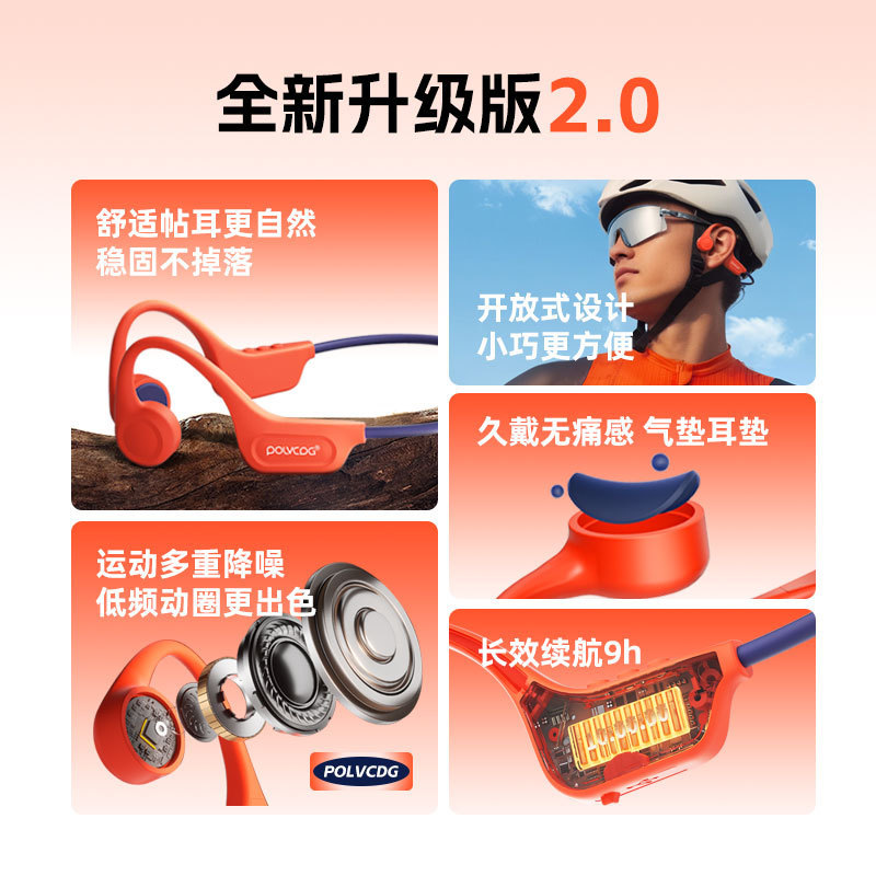 铂典骨传导蓝牙耳机骑行专用运动跑步挂脖无线2025新款不入耳开放|undefined