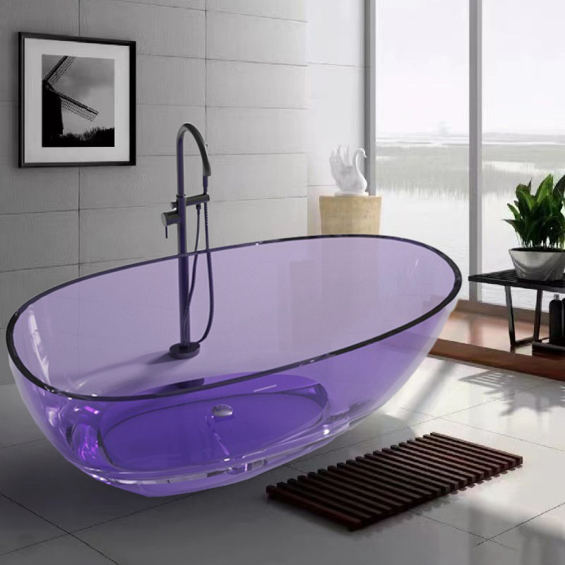 Customized Resin Transparent Crystal Bathtub Sunset Color Transparent Resin Home Independent Private Bath Popular Bathtub