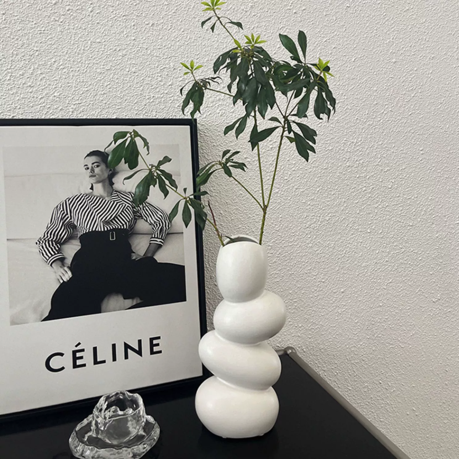 Creative Ceramic Vase, INS Style Pebble Stack, Light Luxury Home Decor, 13.3×7.9×11.7 cm