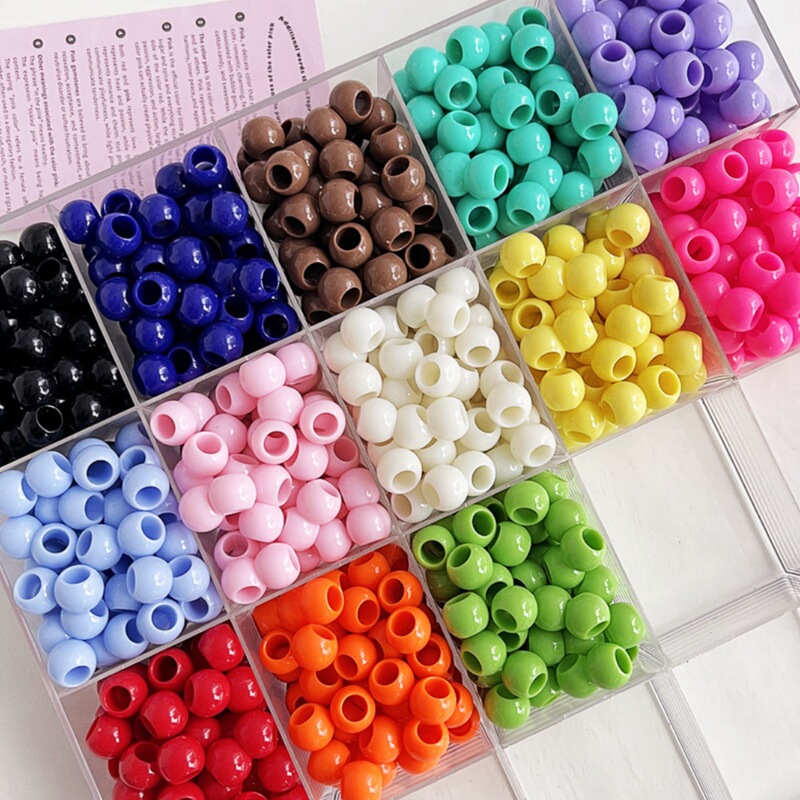 12mm color large hole beads round beads straight hole beads DIY mobile phone chain key chain bag hanging loose beads jewelry accessories