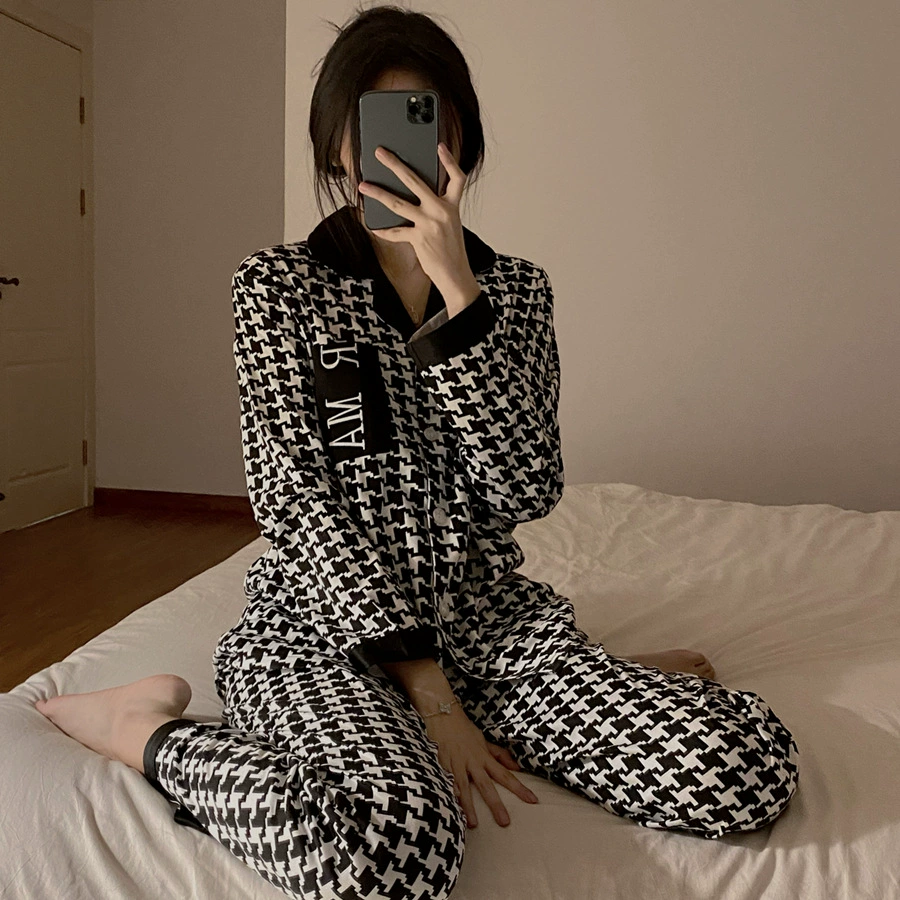 Autumn pijama, thin long-sleeve, set, oversize, internet celebrity