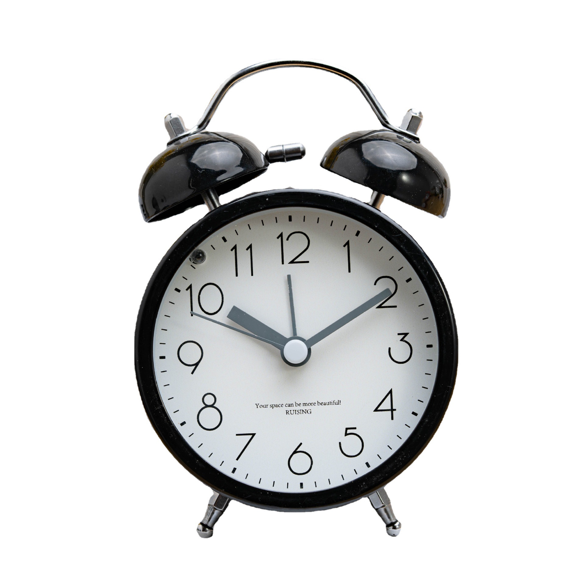 Luz de metal reloj despertador de lujo para estudiantes mudo reloj de noche dormitorio escritorio reloj grande campana perezoso alarma con luz