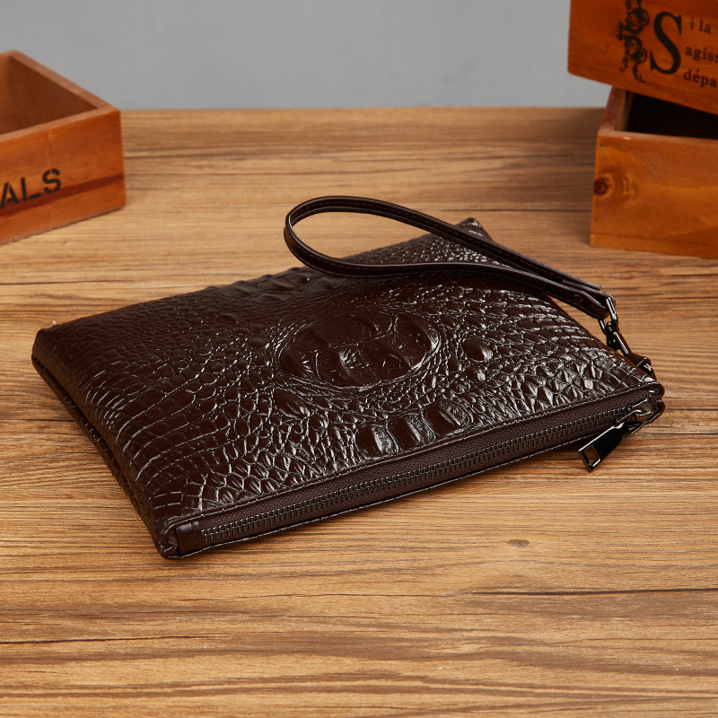2025 New Men's Crocodile Briefcase - High Quality PU Leather Clutch Bag, Fashion Large Capacity Organizer Bag, Trendy Handbag for Young Professionals_voghion.com