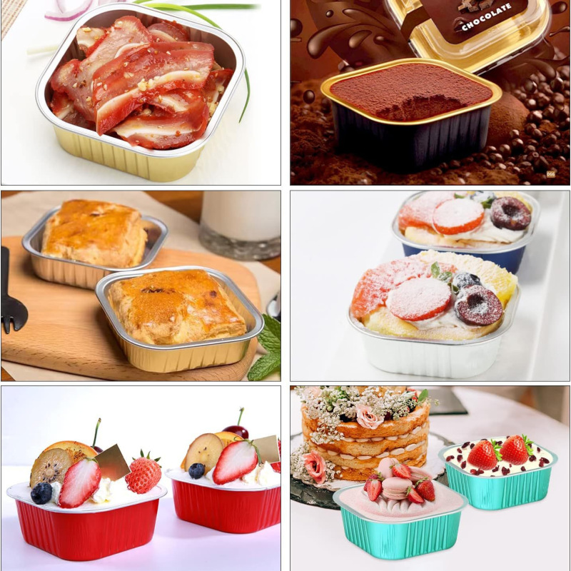 ドロップシッピングスクエアティラミスチョコレート包装アルミホイルボックスアルミホイルケーキボックスデザートベーキングモールドアルミホイルカップ|undefined