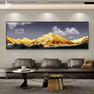 日照大金山客厅装饰画电子钟表进门靠山挂画高级感创意时钟壁灯画