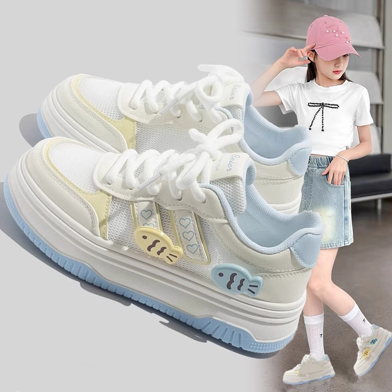 Girls' Shoes 2026 Spring New Sports Shoes, Small Fish-Style Sneakers, Summer Mesh Student Versatile Lightweight White Shoes Girls' Shoes 2026 Spring New Sports Shoes, Small Fish-Style Sneakers, Summer Mesh Student Versatile Lightweight White Shoes