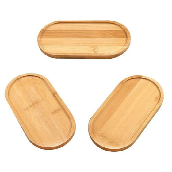 Bamboo Oval Tray Coffee Milk Snack Tray Wooden Cake Tray Kidsren's Snack Food Tray Small Tray