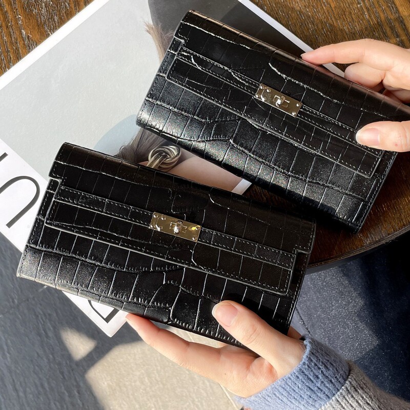 Genuine Leather Wallet for Women, New Style Cowhide Clutch, Kelly Long Wallet, Large Capacity Coin Purse, Versatile Daily Card Holder