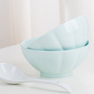 Household Pumpkin Bowl Large Soup Bowl Ceramic Trendy Large Bowl Rice Bowl Instant Noodle Bowl Japanese Creative Thickened Microwave 8inch