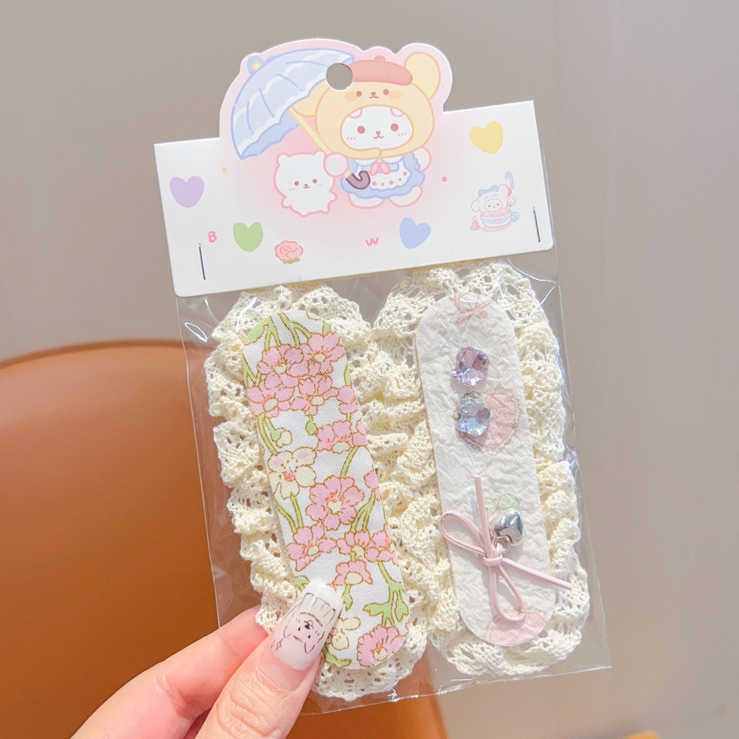 2# ピンク花柄レース 2 個セットマジックステッカー長さ 10.5 センチメートル幅 4 センチメートル