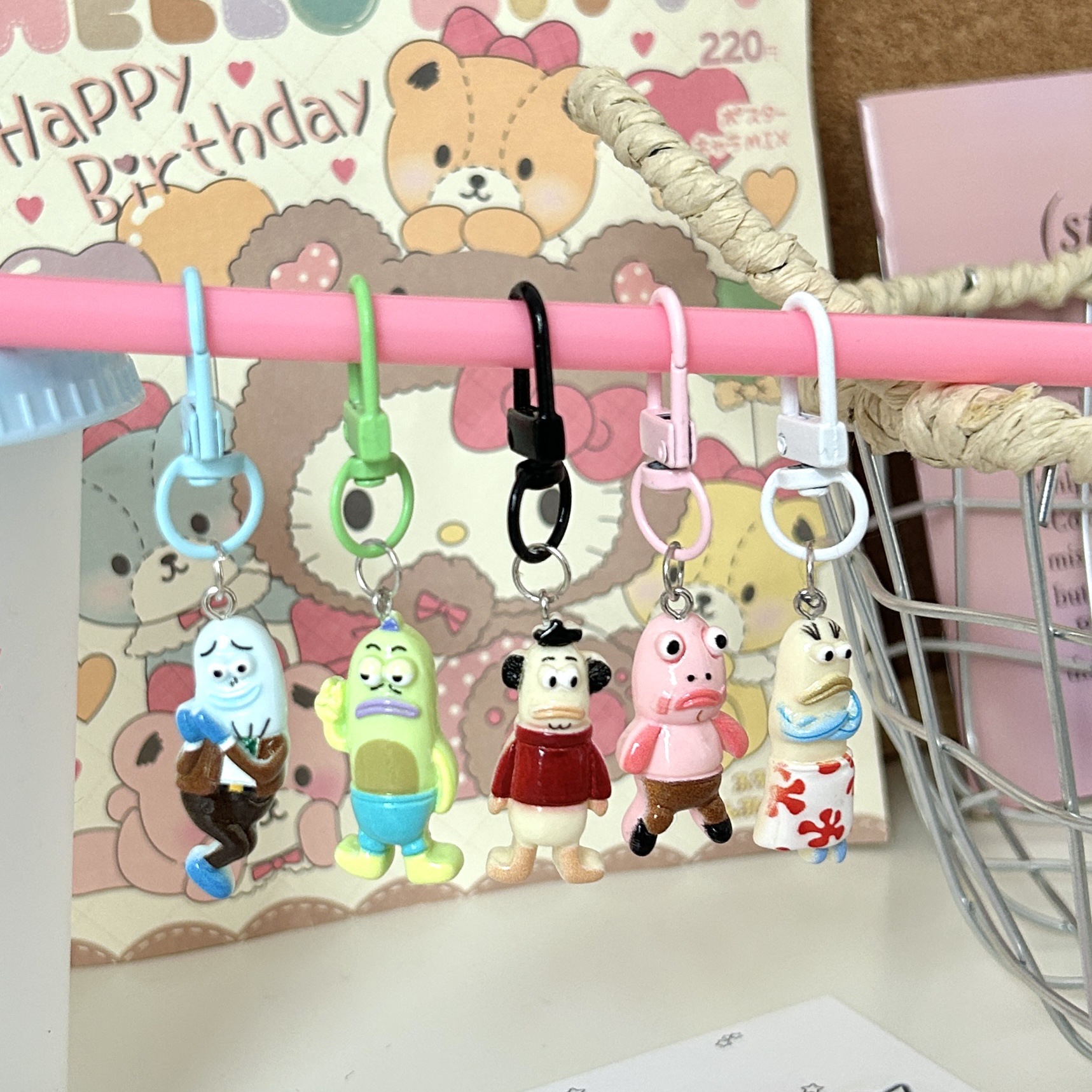 Cute Cartoon Silly Fish Creative Quirky Keychain Pendant Girl Backpack Accessory Gift Ornament for Best Friend