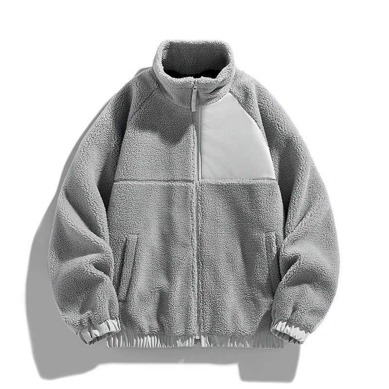 Men's Jacket Lamb Wool Thick Warm Fleece Stand Up Collar Jacket_voghion.com