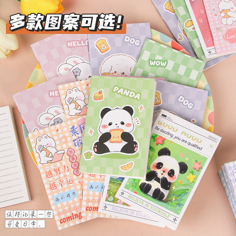 Mini cuaderno de estilo ins, cuaderno inspirador engrosado, cuaderno de línea horizontal lindo de dibujos animados portátil, libro de uñas de caballo de recompensa