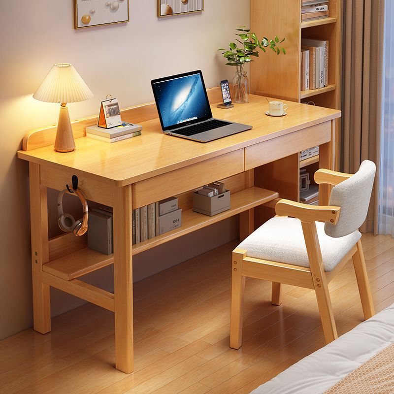 Solid Wood Rubber Wood Desk Simple Writing Desk Small Apartment Desk Student Home Children's Study Table Computer Desk