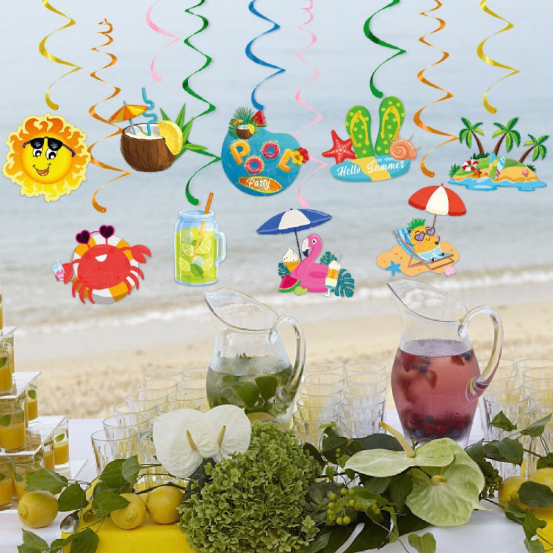 Transfronterizo nuevo Hawaiian fiesta decoración espiral etiqueta verano fiesta colgante decoración espiral colgante ornamento colgante adorno colgante ornamento