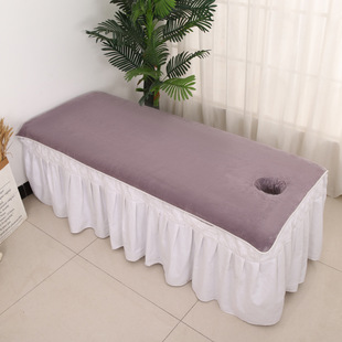 Beauty Salon Bed Sheet with Holes, Printed Logo, Wellness Center Massage Bed Large Bath Towel, Absorbent, Soft, Lying Towel, Large Towel