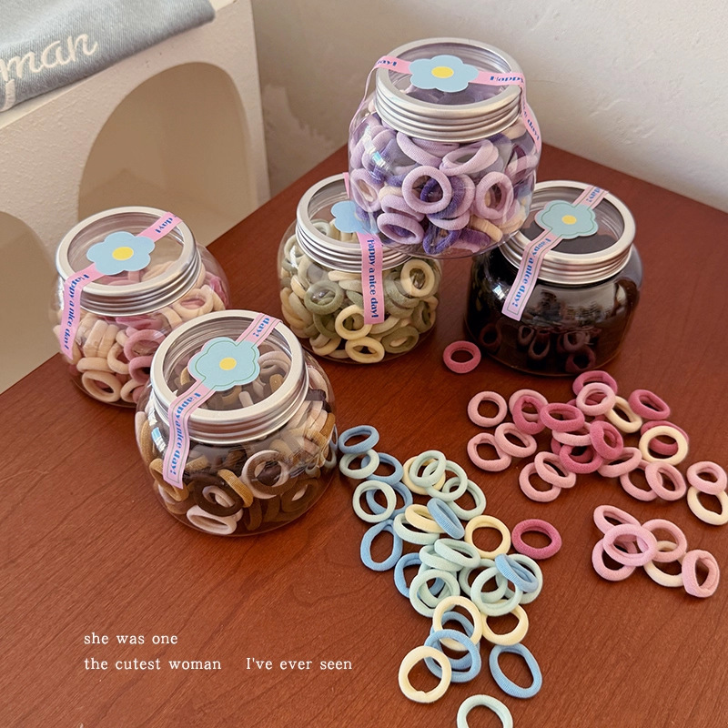 Color caramelo no daña toalla de cabello anillo de cabello para niños cabello de cola de caballo de niñas correa de goma de alta elasticidad pequeña cuerda de cabeza linda
