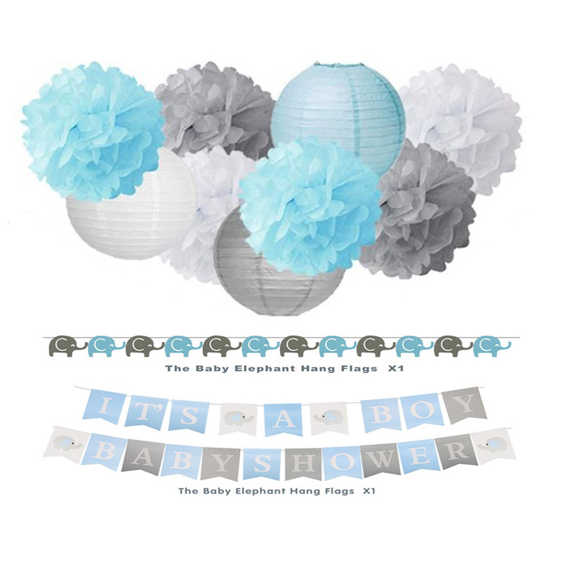 亞馬遜 大象拉旗its a boy baby shower橫幅男孩女孩嬰兒洗禮布置