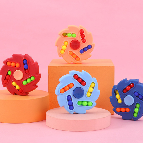 Children's Kindergarten Intelligent Finger Burger Little Magic Bean Double-sided Magic Plate Gyro Rubik's Cube Fingertip Spinning Magic Bean Toy
