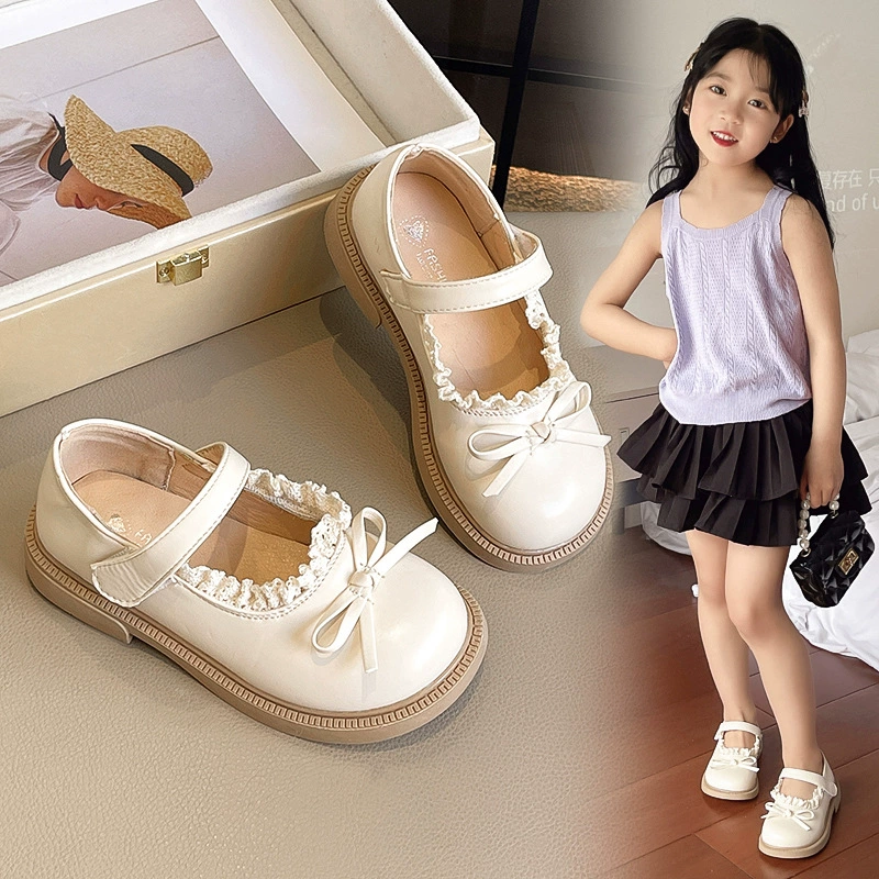 Женская кружевная кожаная обувь обувь обувь детская весна 2025 новая мягкая подошва обувь принцессы Мэри Джейн