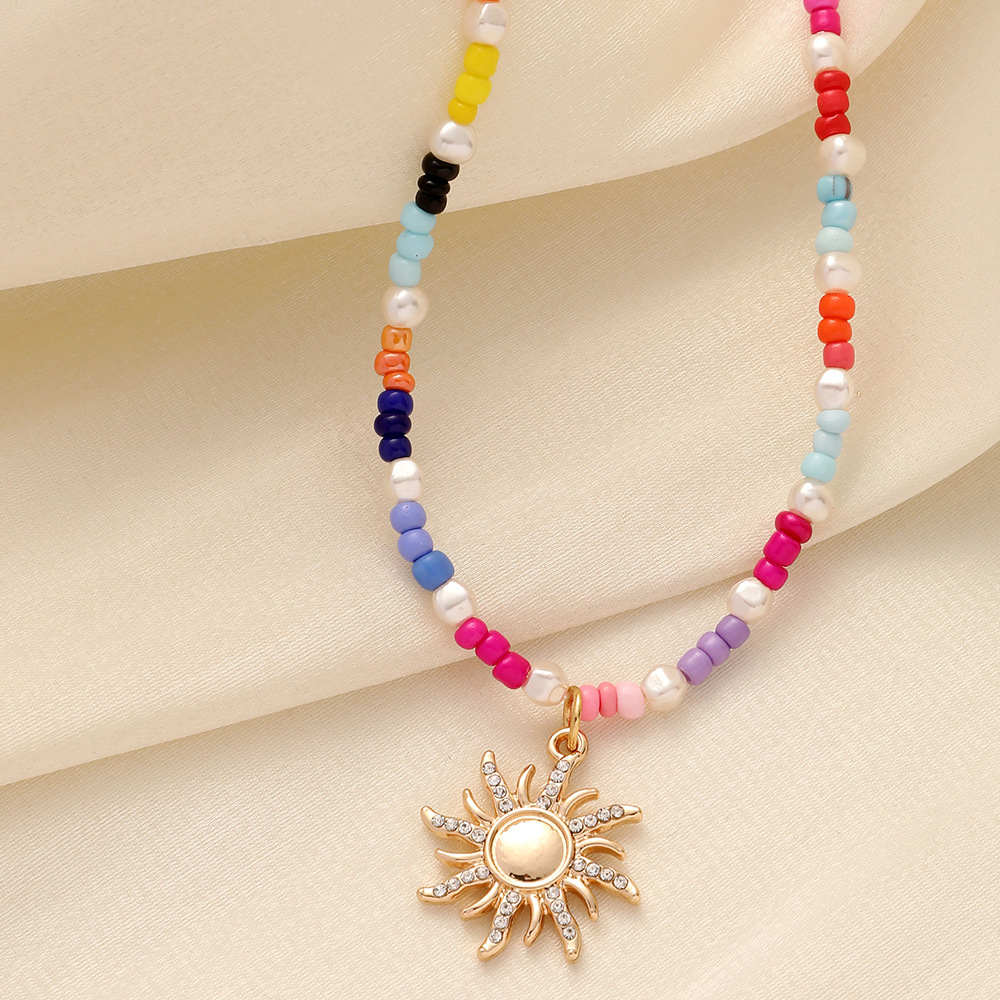 Fashion Sun Alloy Inlay Rhinestones Necklace