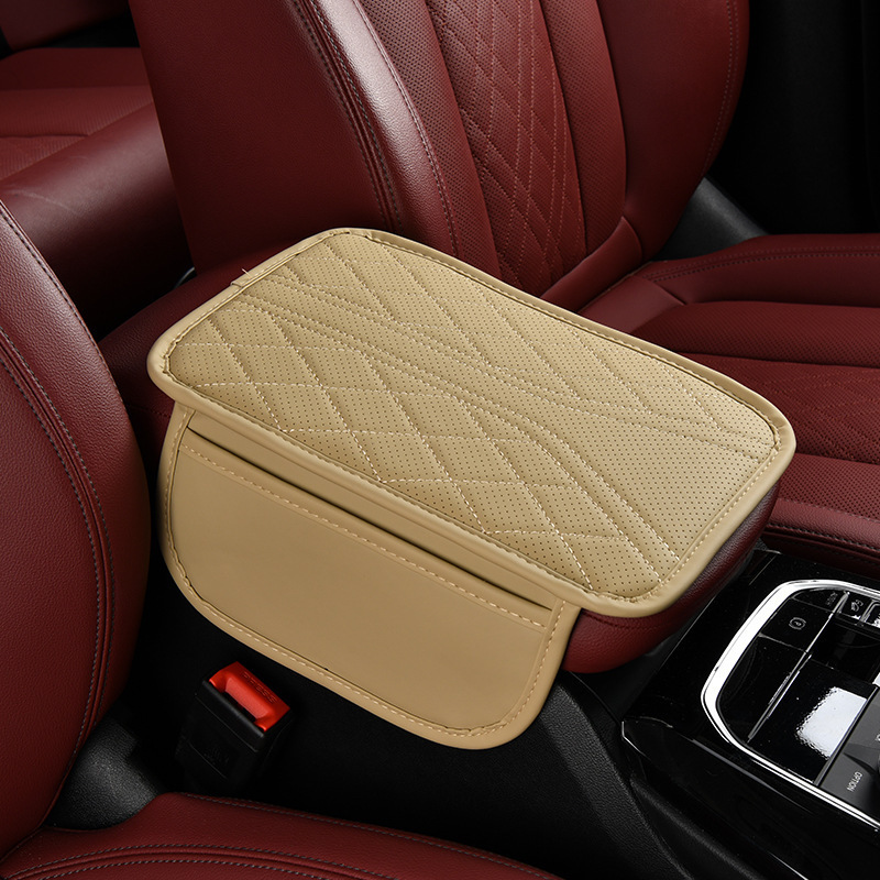 Car Center Console Armrest Box Pad, Widened and Thickened Leather Armrest Storage Box Pad, Universal Car Storage Bag, Multifunctional