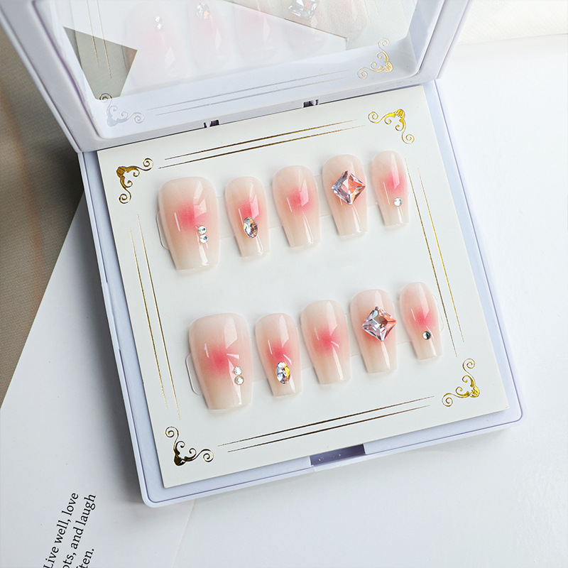 Uña blush con taladro de uñas manuales de uñas acabadas de color caramelo de uñas falsas de uñas parches de gel de goma