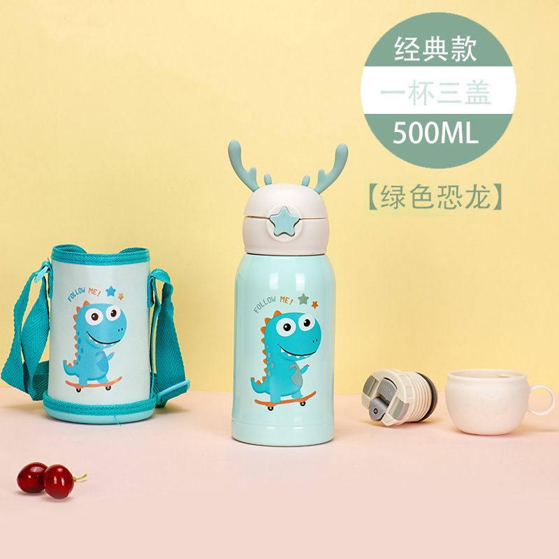 316 Stainless Steel Smart Children's Thermos Mug Baby Kettle Cute Student Cup Straw Water Cup Gift Wholesale