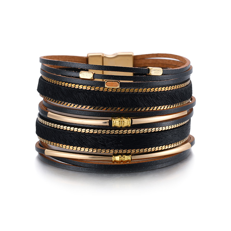 Bohemian Geometric Pu Leather Braid Womenu0027S Bracelets