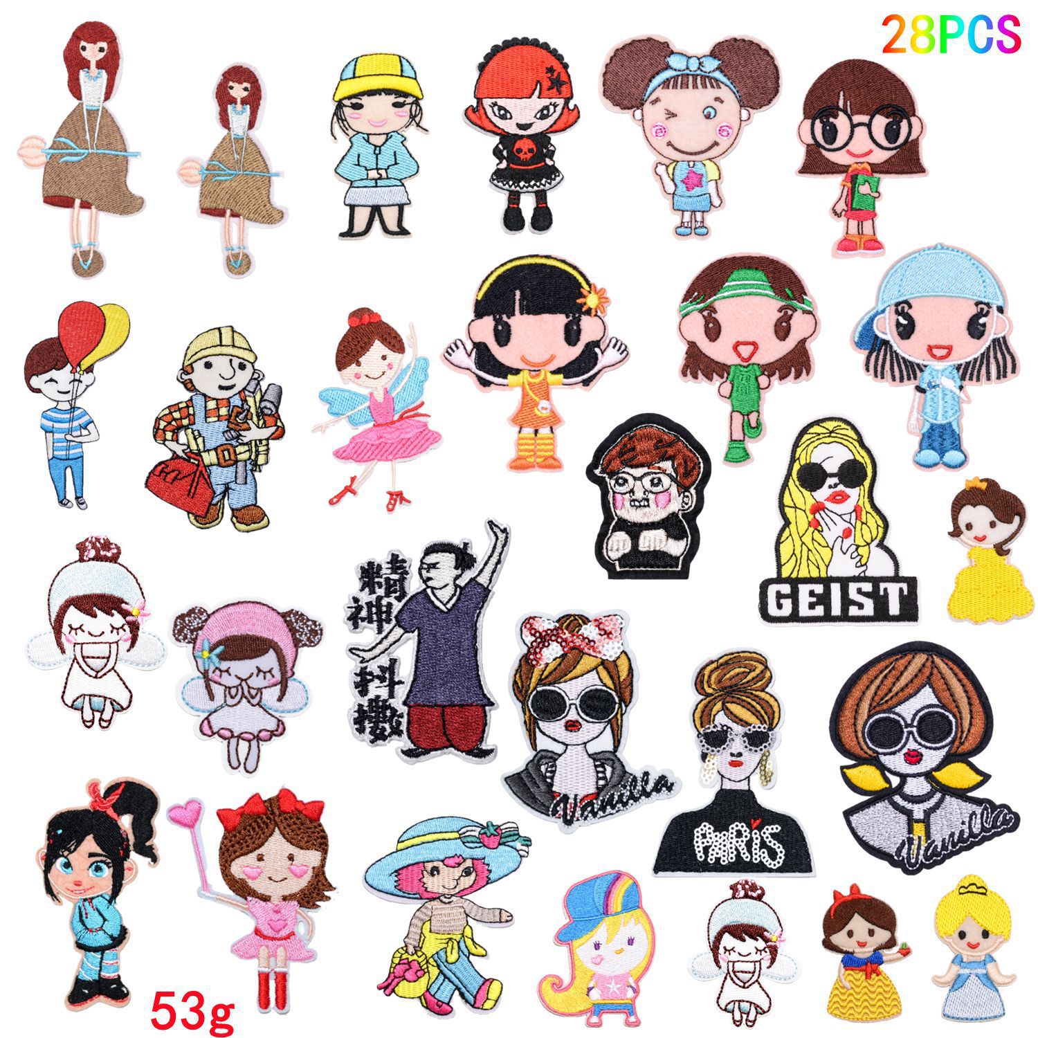 Creative little girl cloth sticker character shoes and hats luggage patch sticker clothing accessories