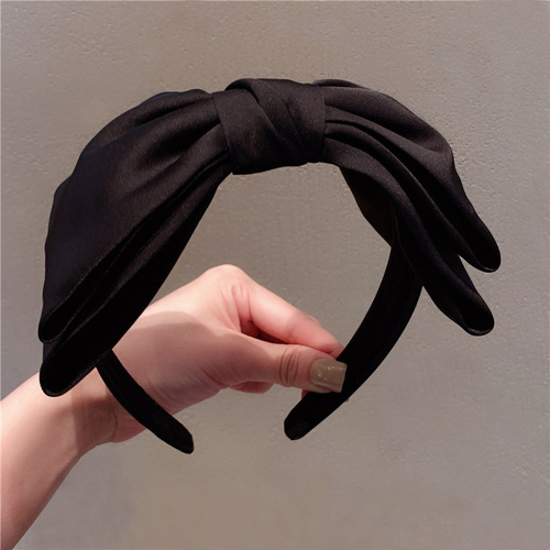 Song Zhiya's same big bow headband, high-end black headwear, Internet celebrity face wash hairpin, women's headband hair accessory