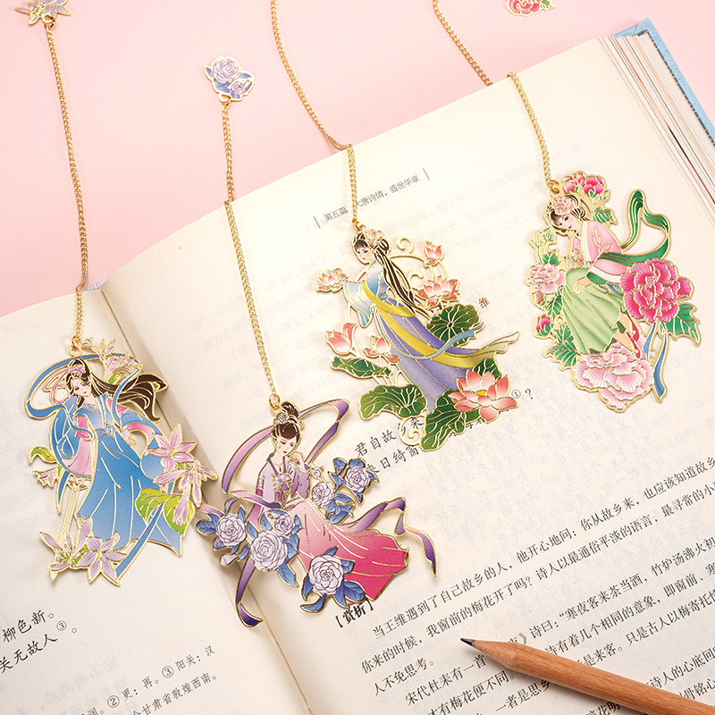 Twelve Flower Fairy Bookmark Exquisite Art Cute Metal Bookmark National Style Flower God Bookmark Accompanying Ceremony Scenic Area Bookmark Twelve Flower Fairy Bookmark Exquisite Art Cute Metal Bookmark National Style Flower God Bookmark Accompanying Ceremony Scenic Area Bookmark