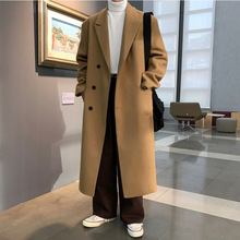 2025跨境冬季新款毛呢大衣男中长款过膝呢子风衣韩版青年休闲外套