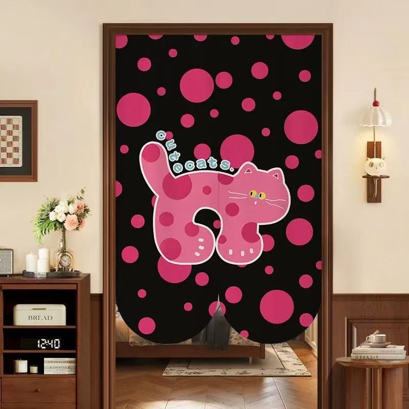 Cartoon Special-Shaped Door Curtain for Cats and Dogs Bedroom Half Curtain Anti-Peeping Privacy Blocking Partition Curtain Bathroom Kitchen Without Punching