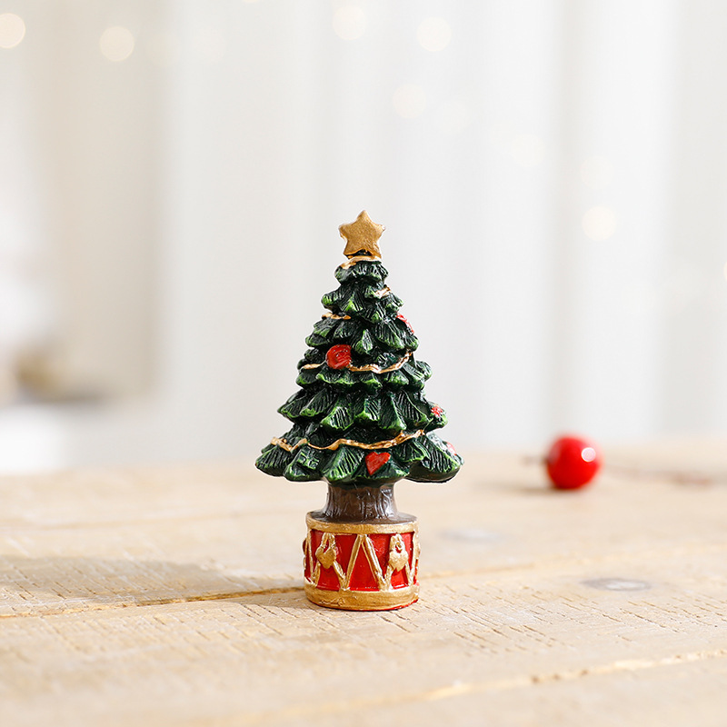 Resin Christmas Tree Decor Set – 13.5 Inch Large & Small Desktop Holiday Ornaments For Home & Party_voghion.com