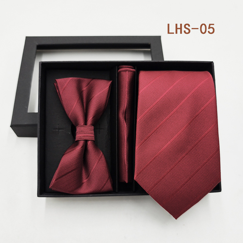 Set di tre pezzi di papillon, fazzoletto e accessori per abito da uomo formale da sposo, confezione regalo_voghion.com